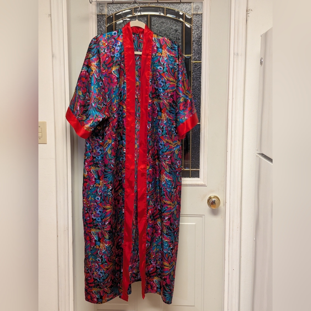 S416 Vibrant Floral Long Robe
